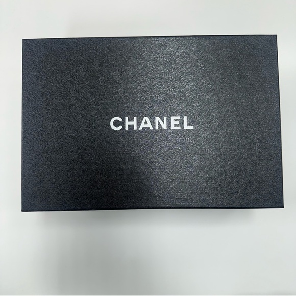 CHANEL Logo Heeled Slide Sandals in Black/White - Picture 7 of 14